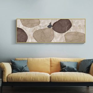 Tranh Canvas Trừu Tượng Nền Nâu Be Nghệ Thuật