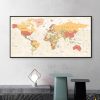 Tranh Bản Đồ Thế Giới In Canvas Đầy Đủ Các Nước Và Thủ Đô